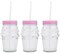 Amici Home Ice Cream Mason Jar Set of 3, Glass Drinking Jar, 16 Ounce - Pink